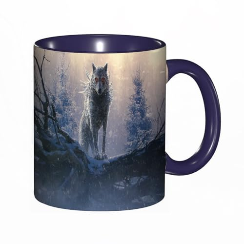 Tasse Mug,Illustration von Fenrir, dem riesigen Eiswolf aus der nordischen Mythologie. Er ist ein Sohn von Loki und soll den Gott Odin währe,Kaffeetasse - Kaffeebecher mit Fassungsvermögen von 330 ml