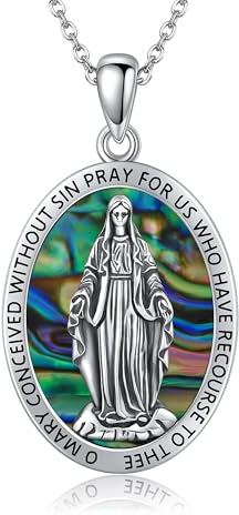 ONEFINITY Marienhalskette für Frauen 925 Sterling Silber Marienanänger Wunderbare Medaille Marienmutter Anhänger De La Virgen Maria Medaillon Heilige Maria Anhänger