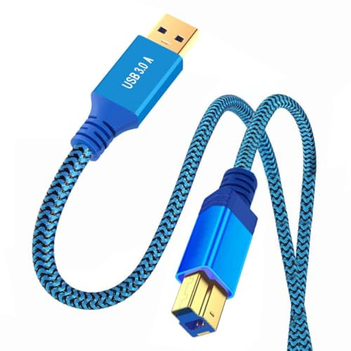 chenyang Câble d'extension USB 3.0 Type-B 5 Gbit/s en nylon tressé bleu 0,6 m pour imprimante scanner USB 3.0