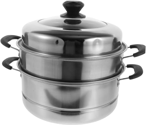ANSNOW 1 Vaporizador de Acero Inoxidable, Olla para Fideos, Tamal, Sopa, Olla Humeante, Cesta de Vapor Asiática, Olla Arrocera, Vaporizador de Mariscos de Acero Inoxidable, Caldera de Mariscos, Sart