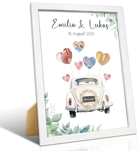 Luckeey Geldgeschenk Hochzeit, Personalisierte Hochzeitsgeschenke für Brautpaar, Geldgeschenke Verpackung Bilderrahmen Hochzeit mit Stiften auf Ölbasis, Just Married Geschenke