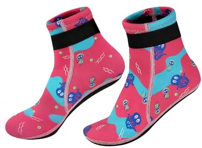Gogokids Neoprensocken Kinder 3mm, Warm Halten Tauchsocken, rutschfeste Schwimmsocken, Mit Klettverschluss Beachvolleyball Socken für Schnorcheln, Surfen, Beach Volleyball, Strand