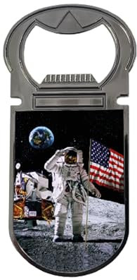 3D LiveLife Abrebotellas - Moon Landing from Deluxebase - Abridor de botellas magnético con espacio 3D lenticular. Abridor de botellas magnético para nevera para botellas de cerveza y accesorios de