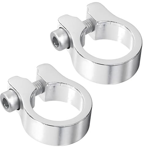 2 Stücke Sattelklemme Fahrrad, Sattelstützenklemme aus Aluminiumlegierung Fahrradsattelstützenklemme für Rennrad Fahrrad Faltrad Mountainbike Sattelstützenklemmhalterung in (31,8 mm), Silber