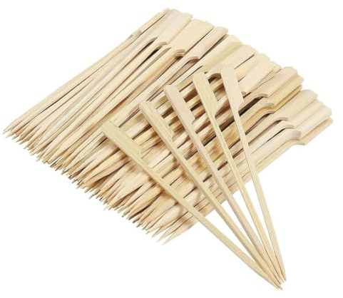 100 Stück Spieße Fingerfood, Holzspieße Schaschlikspieße Holz, Bambus Grillspieße Cocktailspieße Häppchen Für Buffet, Grills, Grill, Snacks, Obst Und Basteln (Größen 12cm)