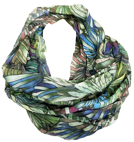 J26 Farbverlauf Blumen Marmor Seide Sommer Loop Verlauf Stripes Regenbogen Rainbow Silk Uni Rundschal Schlauchschal Stola Schal leicht