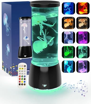 Soarling Jellyfish Lamp, Jelly Fish Light Lamp with Music Bluetooth Speaker & White Noise, 10 Color Changing Jellyfish Aquarium with Speed Control Sensory Mood Light for Relax