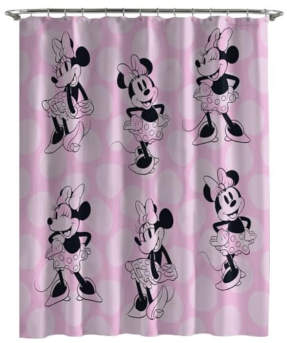 Disney Minnie Maus Duschvorhang 178 x 182 cm – Stoff Pink Badezimmerdekor