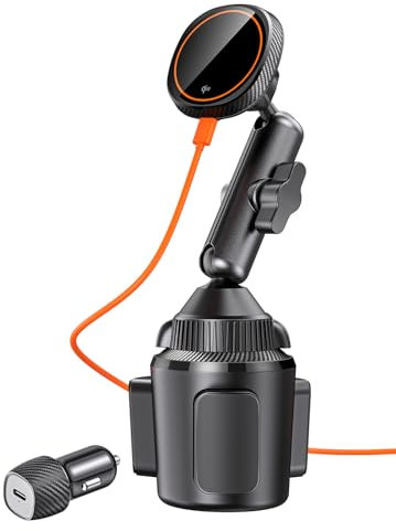 EXELIQ Für Qi2 15W Magsafe Autohalterung Ladegerät, Handyhalterung Auto Becherhalter Kabelloses Autoladegerät Wärmeableitungssystem, Schnellladung Magnetische Handyhalterung für iPhone 16 15 14 13 12