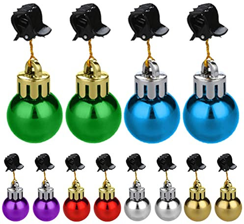 Bartkugeln – 12 Stück Bart Männer Weihnachtsschmuck, bunte kleine Weihnachts-Gesichtshaarkugeln, bunte Klang-Ringglocken, Bart-Festivaldekoration