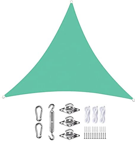 Waterproof Sun Shade Sail 6.8m Triangle Canopy Pergola Cover Windproof Anti UV with Mounting Kit Outdoor Patio Decking Sky Blue