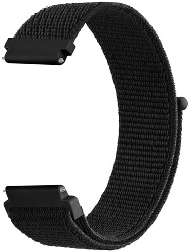 Mugust Nylon Armband für Garmin Venu 2/3, Vivoactive 4, Forerunner 255/265 - 22mm Ersatzband (Schwarz)