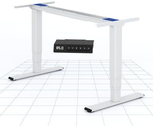 FLEXISPOT Höhenverstellbares Schreibtischgestell, elektrisch, mit 2 starken Motoren, 3-Fach-Teleskop, Memory-Steuerung, USB-Ladefunktion & Anti-Kollisionssystem (Plus Weiß)