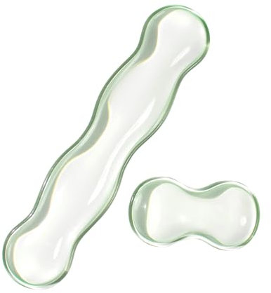 Clear Gel Wrist Rest for Keyboard and Mouse, Green Silicone Keyboard Wrist Rest Set, Cute Ergonomic Wrist Rest for Keyboard 60%/75% (Green Transparent, Short+Long)