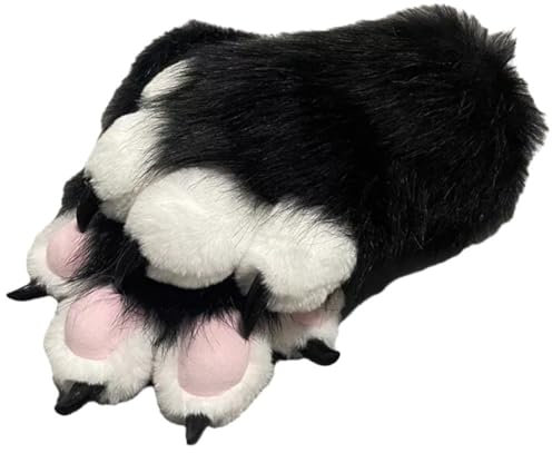 Zghhc 1 Paar Pelzigen Tier Krallen Handschuhe Cosplay Tier Fäustlinge Tragbare Pelzigen Tier Pfote Handschuhe Halloween Cosplay Requisiten