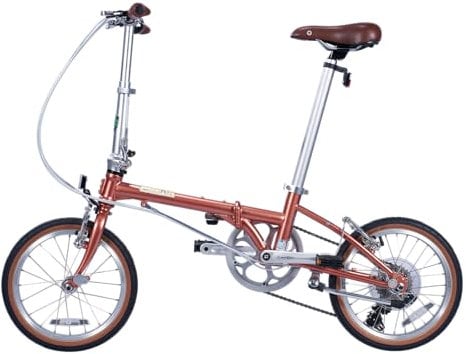 Dahon Boardwalk D7 Klappfahrrad für Erwachsene 16 Zoll Faltrad mit 7 Gang Schaltung, Faltbares Citybike für Pendler und Reisen, Rose Gold