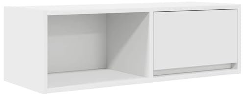 vidaXL Mueble de TV de Madera de ingeniería Blanco 80x31x25,5 cm, Banco de TV, Mueble de Alta fidelidad, Centro de Entretenimiento, aparador de TV