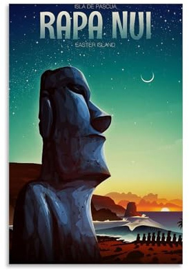 ouweri Isla De Pascua Rapa Nui Osterinsel Vintage-Reiseposter auf Leinwand, Gemälde, Wandkunst, dekoratives Bild, Drucke, moderne Dekoration, 20 x 30 cm