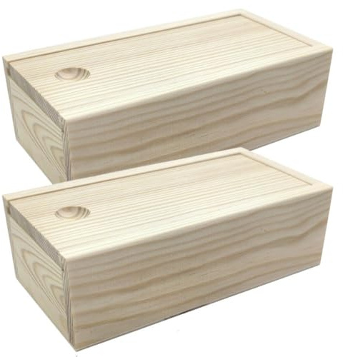 Lpitoy 2 Stück Holzboxen Schiebedeckel, Aufbewahrungsbox Aus Holz, Blanke Naturholzbox, Behälter Für Geschenk-schmuckschatulle, DIY-kunsthandwerk, Hobbys, Aufbewahrung Zu Hause