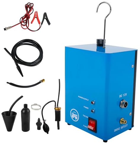 SWTHM Nebelmaschine KFZ, Rauch Leck Detektor DC 12V Auto-Kraftstofflecktester mit eingebauter Pumpe und Haken, Vakuumleckerkennung für Fahrzeug-Motorräder Boote