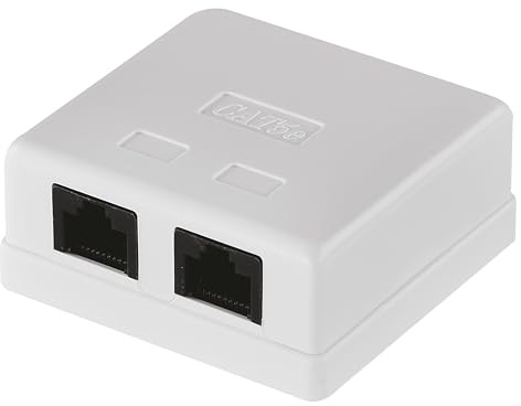 EMOS - CAT 5e Universal Netzwerkdose - 2X RJ45 Port - Aufputz - 1 Gbps (1000 Mbps) Netzwerk - Anschlussdose/Datendose/Netzwerkbuchse - weiß