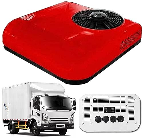 Aire Acondicionado deRV, Aire Acondicionado Superior para Vehículo, 12V/24V DC, Compresor de Aire Acondicionado Móvil para Furgonetas, Todoterrenos, Camiones, Caravanas,24V-Red