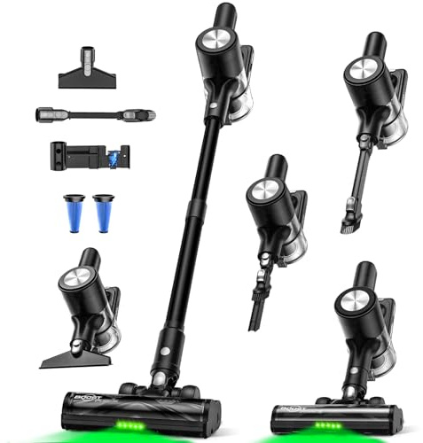 Cordless Vacuum Cleaner, 46Kpa/55 Mins Vacuum Cleaners for Home, Self-Standing Stick Vacuum with Rechargeable Dock,LED Display & Anti-Tangle,Lightweight Rechargeable Vacuum for Carpet, Floor, Pet Hair