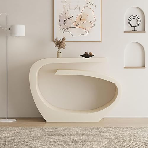 GUQASDV Moderner Konsolentisch for den Eingangsbereich, Beistelltisch Tisch hinter der Couch, Sofatische mit Stauraum mit geometrischem Metallrahmen, Flur Foyertische(Wit,80cm/31.5in)