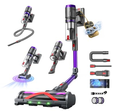 Circlio Aspirapolvere Senza Fili 600W/58kPa/75 Min, NOVAX T80 Pure, Scopa Elettrica Senza Fili con Tubo Piegabile, Aspirapolvere Senza Filo Antiacari per Materassi, per Tappeti/Pavimenti/Peli Animali