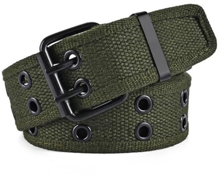 XFSRG Cinturón Unisex de Lona con Tachuelas Cinturón de Doble Agujero Ajustable para Hombres y Mujeres Cinturónes de Tela para Jeans y Pantalones de Trabajo