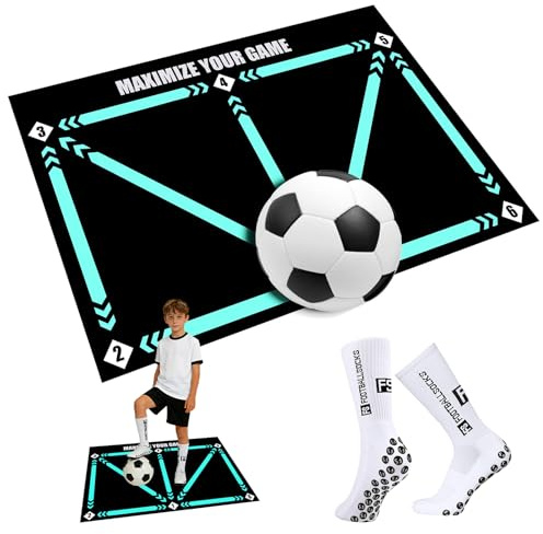 AKINSTER 60 X 90cm Fussballmatte Training Stoßdämpfende Fussball Matte Ballkontrolle Fussball Trainingsmatte Teppich für Erwachsene Zur Dribblings und Verbesserung Ballbehandlung