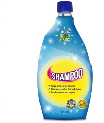 Carpet Shampoo 500ml - Manual Deep Cleaner for Rugs, Carpets, Upholstery - Removes Tough Stains, Dirt, Odours - Wool Safe Formula with Fresh Scent - No Machine Needed (Blue - Pack of 1)
