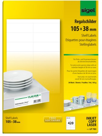 SIGEL LP783 Regalschilder weiß, 105x38 mm, 420 Stück