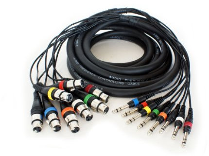 PRO 2.5m 8 Way 6.35mm Stereo Jack to 3 Pin XLR Female Loom Cable - Audio Snake Lead - Loops