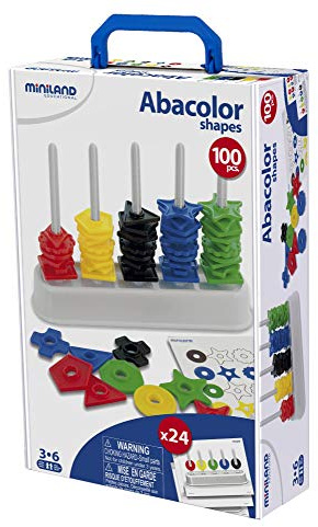 Miniland 95270 - Abacolor Shapes, 100 Formen und 12 Vorlage Koffer