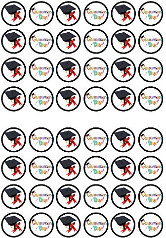 Graduation Cupcake Toppers, Mini Edible Graduation Cake Decorations, Grad Cap Cake Topper, Graduation Cap Topper, Red And White Graduation Decorations, 48 x 1.18 Inch 3cm Uncut
