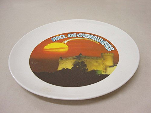 Plato Redondo Porcelana Souvenir Recuerdo DE CASTELLDEFELS Castillo Barcelona CATALUÑA ESPAÑA Spain