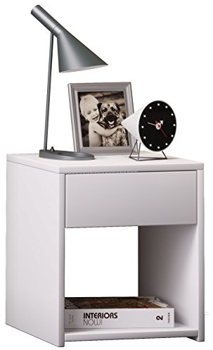 VCM Nachtschrank | Maße Nachttisch ca. H. 40 x B. 35 x T. 35 cm | Schublade und offenes Fach | Nachttisch - Sledo Mini
