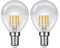 NuLoXx 2er Pack LED Filament Kopfspiegellampe P45 „Tropfenform“ SILBER E14 4W/827 2700K warmweiß, 380 LM, AC 220-240, 320° Abstrahlwinkel