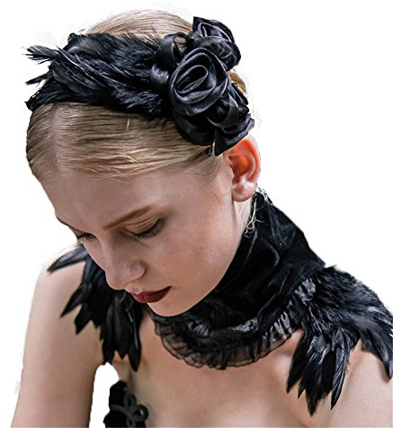 Devil Fashion Gothic Damen Mode Retro Vampir Cosplay Cocktail Mittelalterlichen Stil Elegante Haarnadel Steampunk Schwarz Feder Charmant Zubehör Haarspangen Für Frauen Mädchen