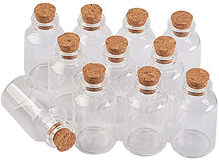 12pcs Bouteille En Verre Transparente Bocaux Avec Bouchon En liège, capacité De Stockage De 22 ml, c'est Juste Une De 9 modèles différents (12, 22ml)