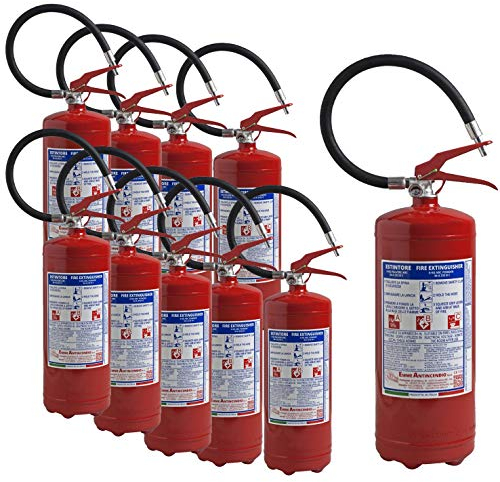 Lotto 10 Pezzi Estintore a Polvere 6 Kg Omologato Classe di Fuoco: 34 A 233 B C - Emme Antincendio Italia