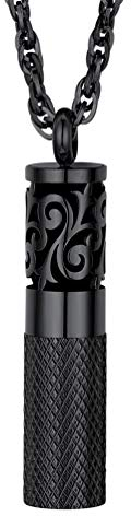 PROSTEEL Collier Parfüm Diffusor Herren Schmuck schwarz Edelstahl Röhrenform Anhänger Halskette Aromatherapie Ätherisches Öl Halter mit Kette 8 STK. Pads trendig Accessoire