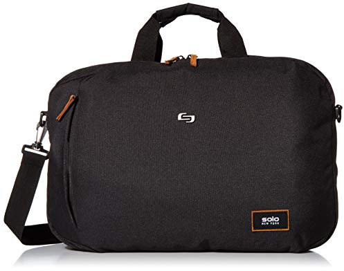 Solo New York Essex Aktentasche für Damen und Herren, erweiterbar bis zu 25% für zusätzlichen Stauraum, passend für Laptops bis zu 39,6 cm (15,6 Zoll), Schwarz/Braun