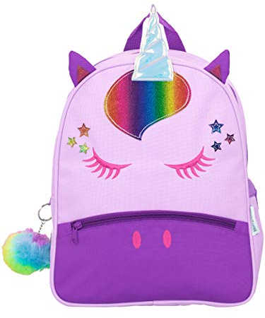 Harry Bear Einhorn Rucksack Und Pom Pom Schlüsselanhänger | Regenbogen Rucksack | Mädchen Rucksack | Schul Rucksack | One Size Lila