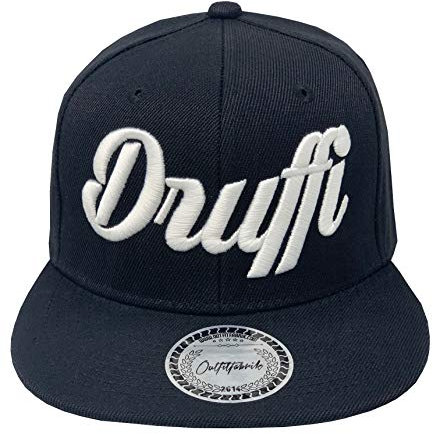 Outfitfabrik ♥ Snapback Cap Druffi in schwarz mit weißem 3D-Stick (Festival, Alkohol, Statement, Drogen, Kiffen) für Männer und Frauen, verstellbar an der Rückseite
