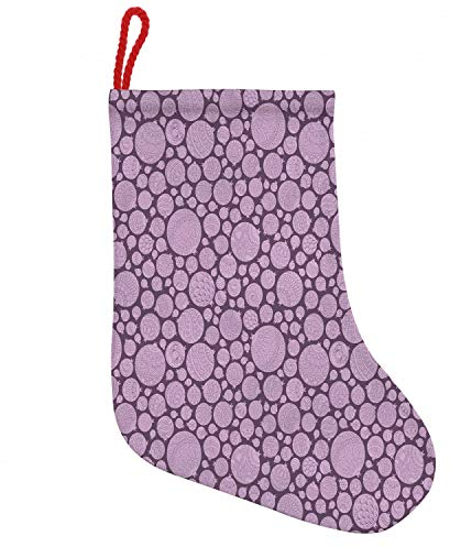 ABAKUHAUS Weihnachten Hängende Nikolausstiefel Weihnachtssocken, Vintage Gekritzel-Kunst-Balls, Weihnachtsstrumpf zum Aufhängen, 25x35cm, Lila Grau und Flieder