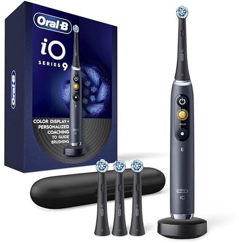 Oral-B iO Series 9 Electric Toothbrush with 4 Brush Heads, Black Onyx