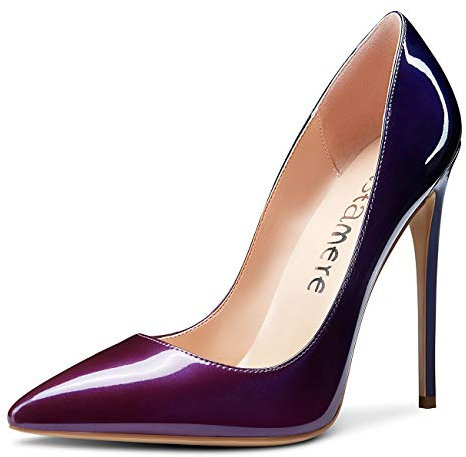 Castamere Scarpe col Tacco Donna Moda Punta Appuntito Tacco a Spillo 12CM High Heels Viola Blu Pelle Verniciata Scarpe EU 41