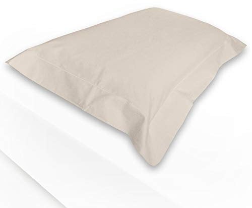 Coppia di federe 3 volani cuscino letto 50x80 tinta unita puro cotone 100% (beige)